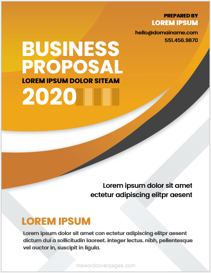 Business Proposal Cover Page Templates Word MS Word Cover Page 