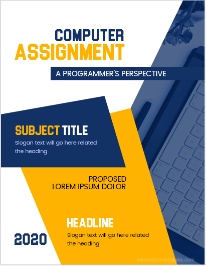 Cover page sample for computer assignment