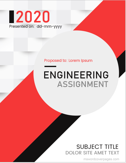 Engineering Assignment Cover Page Templates | MS Word Cover Page Templates