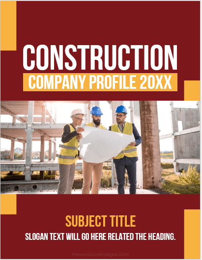 Construction Company Profile Cover Page MS Word Cover Page Templates