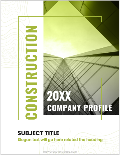 Construction Company Profile Cover Page MS Word Cover Page Templates