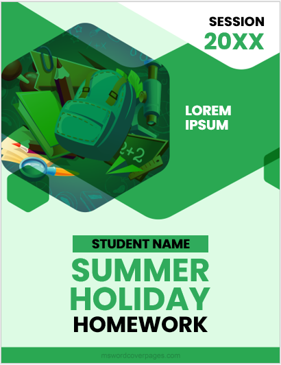 summer holiday homework front page design template