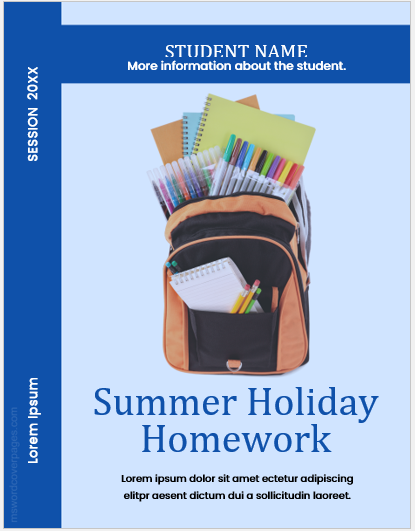 front page for summer vacation holiday homework