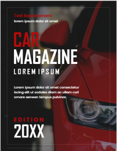 Car magazine cover page