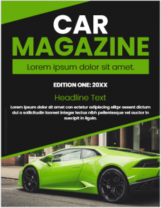 Car magazine cover page