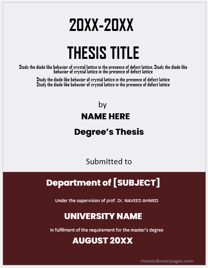 sample thesis cover page