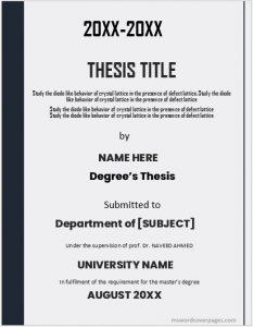 dissertation cover sheet