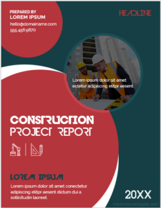 Construction project report cover page