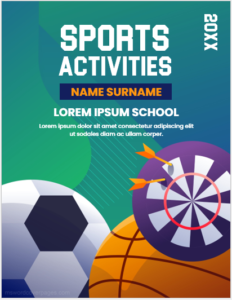 School sports activities magazine cover page