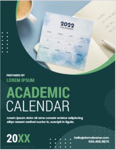 Academic calendar cover page