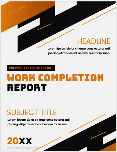 Work completion report cover page
