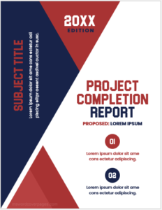 Project completion report cover page