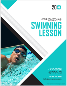Swimming lesson book cover page template