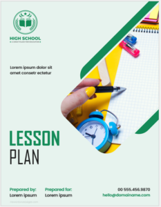 Lesson plan cover page template